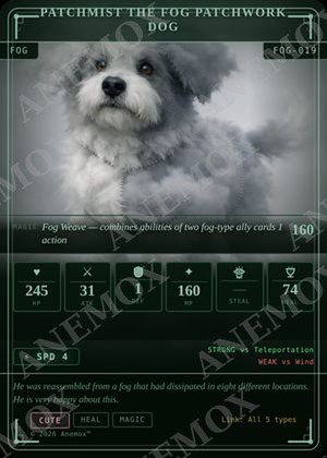 Patchmist the Fog Patchwork Dog card