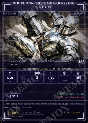 Sir Plonk the Embarrassing Knight card