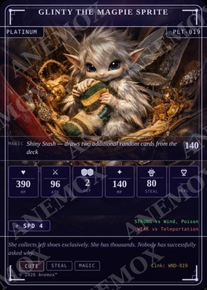 Glinty the Magpie Sprite card