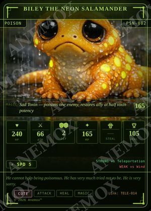 Biley the Neon Salamander card