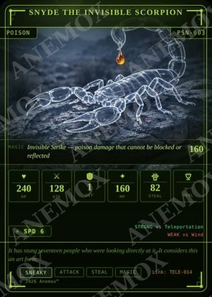 Snyde the Invisible Scorpion card