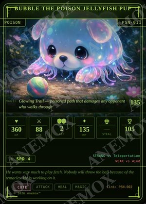Bubble the Poison Jellyfish Pup card