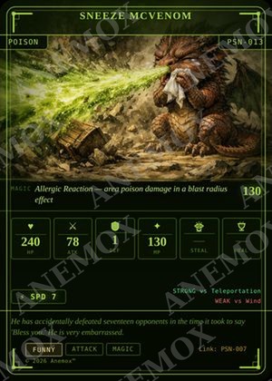 Sneeze McVenom card