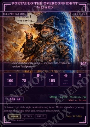 Portallo the Overconfident Wizard card