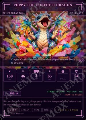 Poppy the Confetti Dragon card