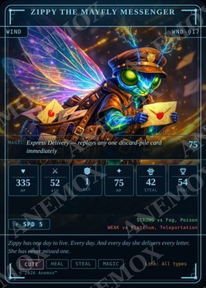 Zippy the Mayfly Messenger card