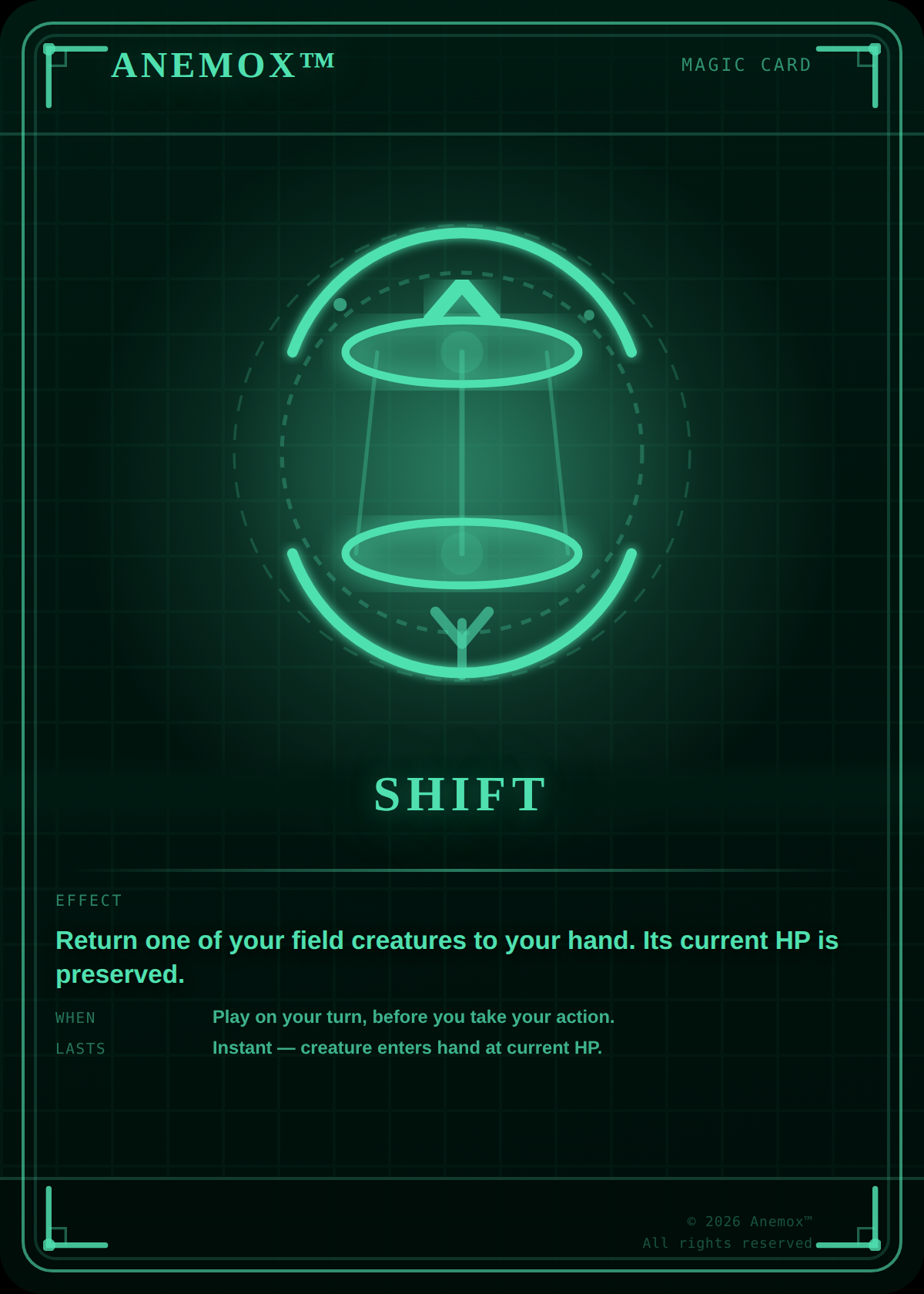 Shift magic card
